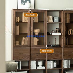 北无品牌/美黑胡桃木实木书架落地全木实纯实木防尘柜整墙书书简