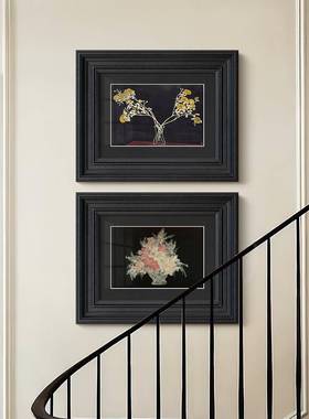 黑色编纹法式现代客厅书装饰画美式复房古WZM新画中式软织装壁常