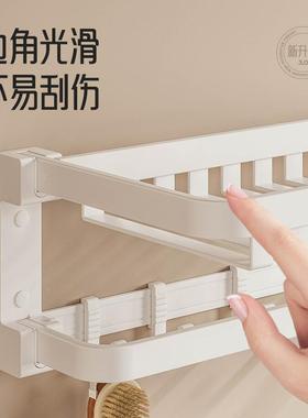 白色毛巾架卫DCL生间免孔双层折叠室浴置打物架巾浴收纳架厂家直