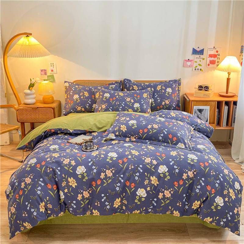 秋季纯棉四ATD件套全棉床毛床被磨套笠床上用品学单生宿舍三件套