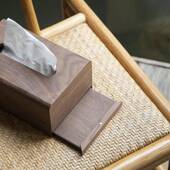 胡桃木榫卯结构纸巾盒家室用客厅酒852黑店公木制办抽纸盒