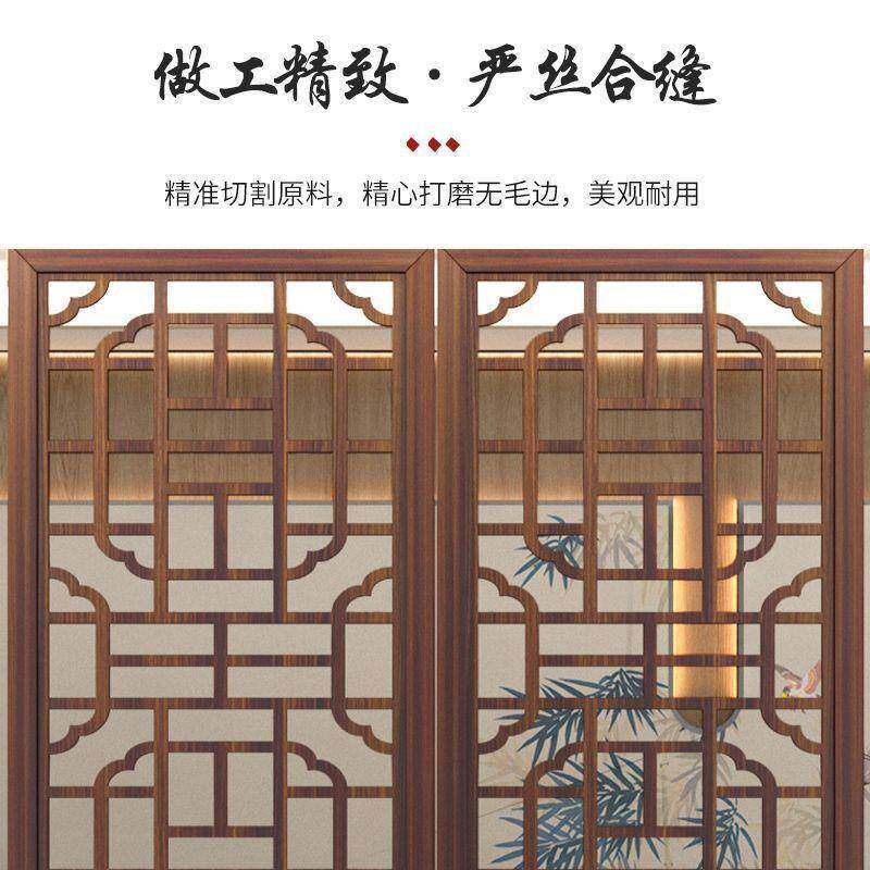 中移国风单OIR扇可折叠屏风隔断客厅遮挡实木镂空屏公风办动室隔