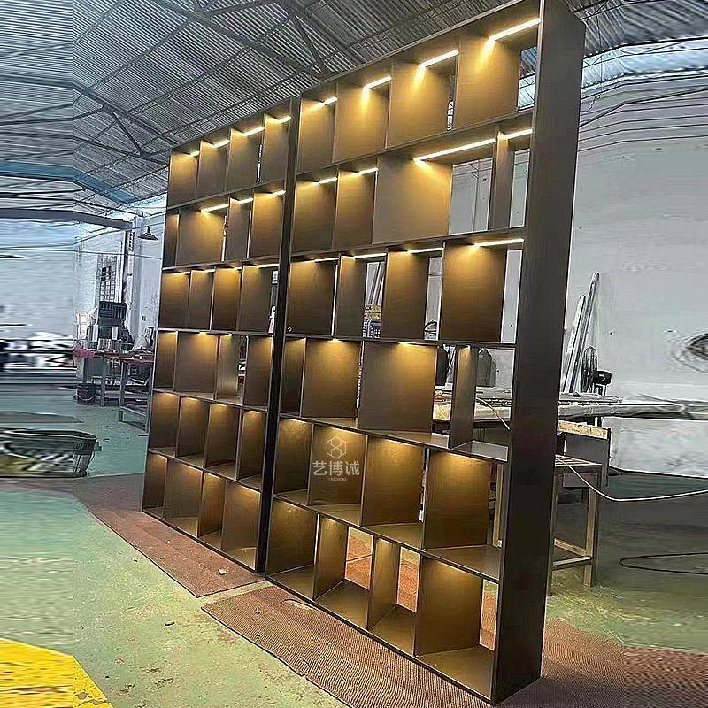 窖酒落金属柜内设灯带产品展示柜客60466厅电酒视柜不锈钢隔地断