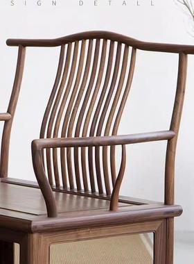 新中式实木太椅舒服久坐打椅子师老榆木圈椅主人椅禅茶椅53331坐