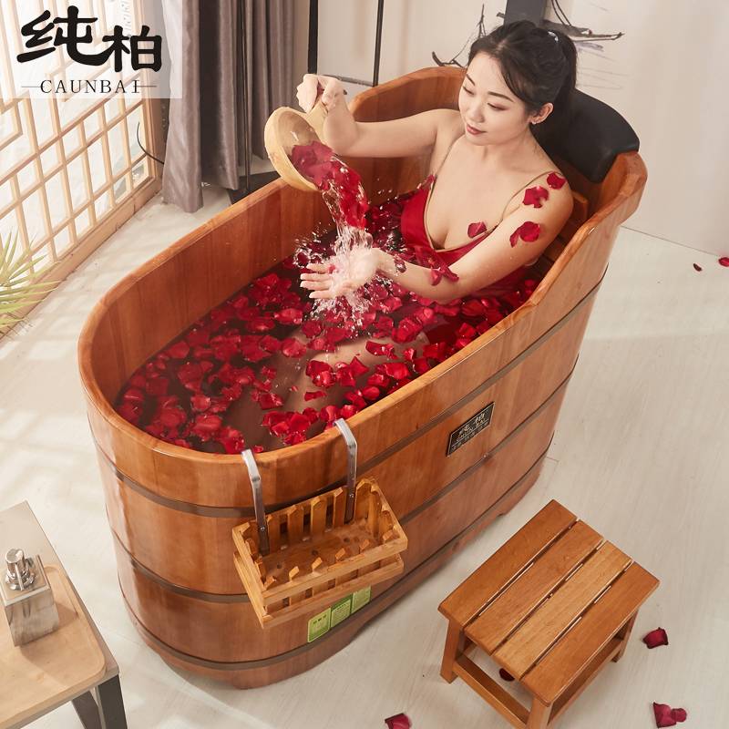 橡木泡澡木桶洗澡桶成人泡澡木盆家用洗澡木桶木质沐浴桶
