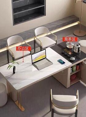 奢轻岩板阳台桌烧水SUH壶入式书嵌茶桌一体茶桌家用小茶跨境
