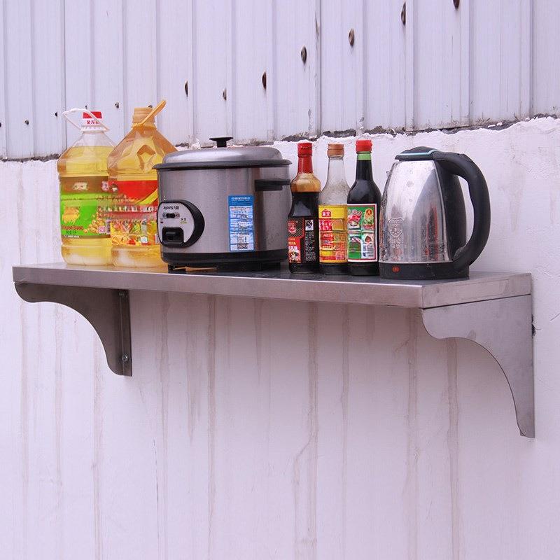 不锈钢置物架固定壁挂式用壁架上墙架厨房商微炉KKP调料波单层墙