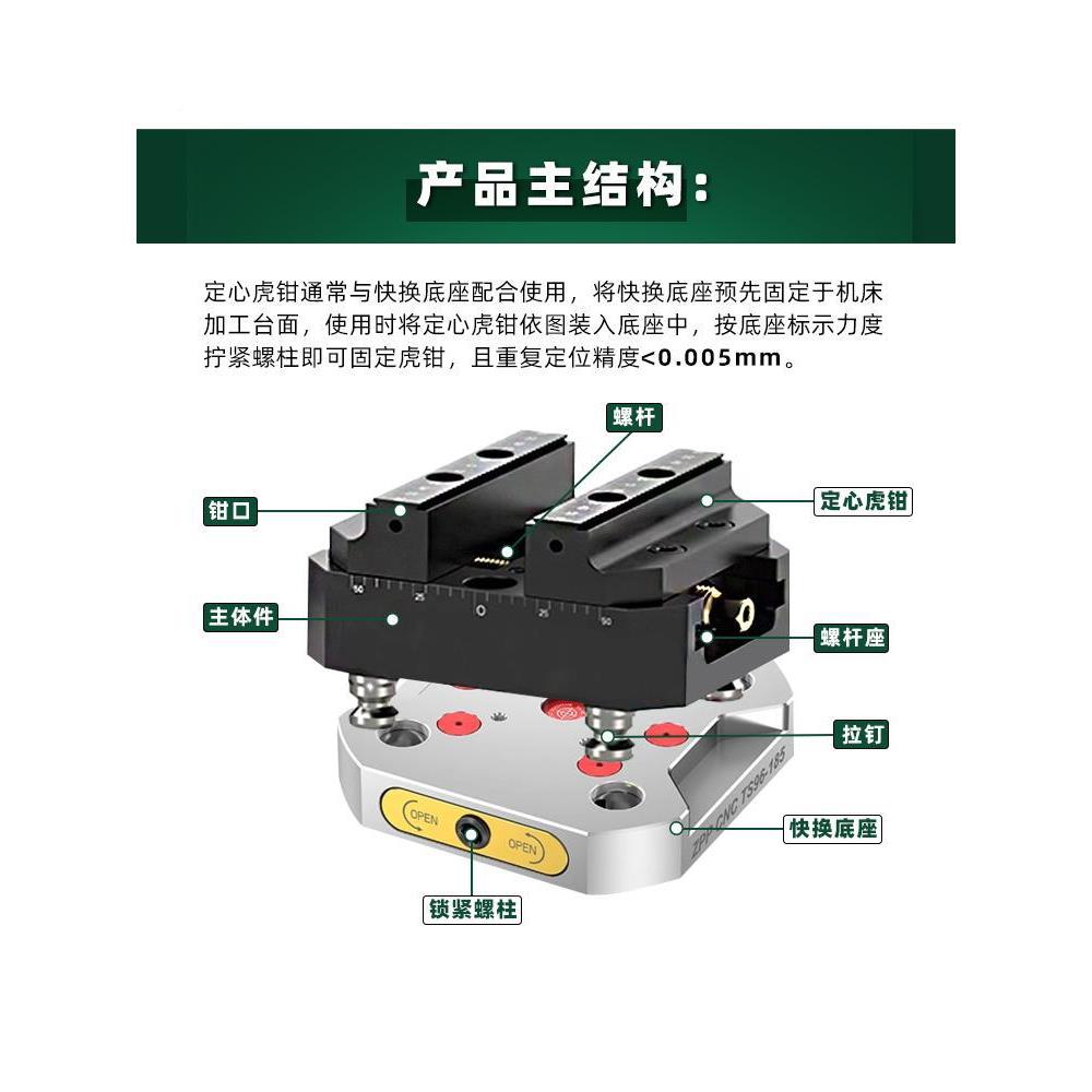 自638定心五虎钳3四轴轴定位快换夹具同定心心R夹具虎钳