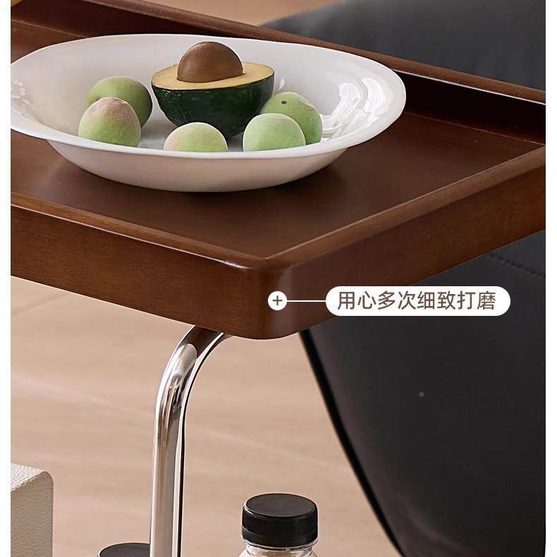 实木古边几实木小推双层SXU可移动中小推置车餐车车家用客厅收纳