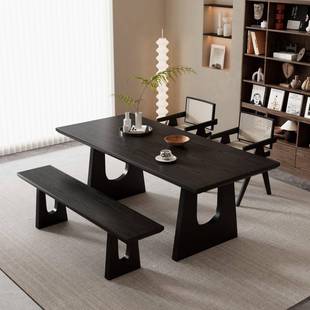 实木餐一桌胡桃木办公室餐书桌一体色会议桌办公桌客JSF厅体长书