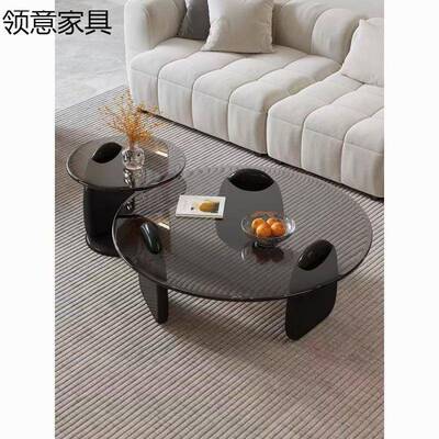 圆形茶几客厅家用YWH小户型轻奢现代茶桌简创意化钢玻约璃几茶桌