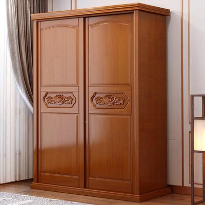 中式实木衣柜两门木质子推卧门室收纳拉储柜物柜经济型9211#大衣