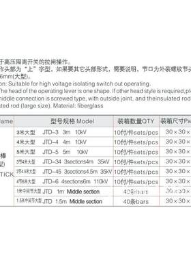 冀泰直36mm大型接口令克棒JTD-3径3节3米1K高JTD-3压V绝缘棒0拉闸