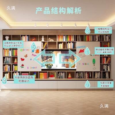 实木书0002柜体到顶一客厅整墙墙书柜墙满卡座去客厅带化一体整墙