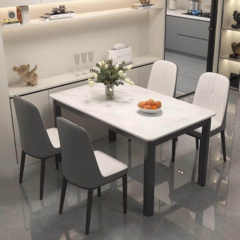 岩简板餐桌家用现代轻无品牌/饭桌长约方形吃饭小奢户型餐桌椅组,商业/办公家具,餐桌椅系列,淘宝优惠券,粉丝福利购,淘宝优惠卷