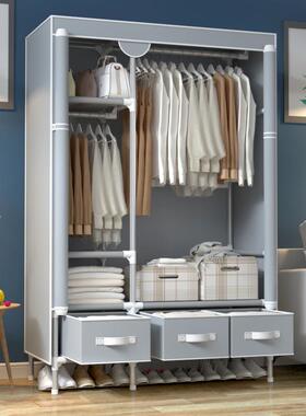 卧简易布衣柜家用室学生租房用单人小宿舍全钢架加粗加YJR出厚号