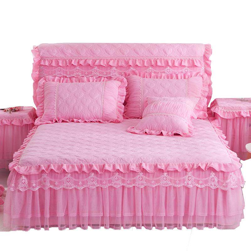 夹棉床裙加床PDB厚床罩床盖单件公韩加版主套防滑床裙棉