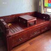 老榆木木拉罗汉床实木罗床推北方老榆床现代仿古床榻汉中堂ZQJ茶