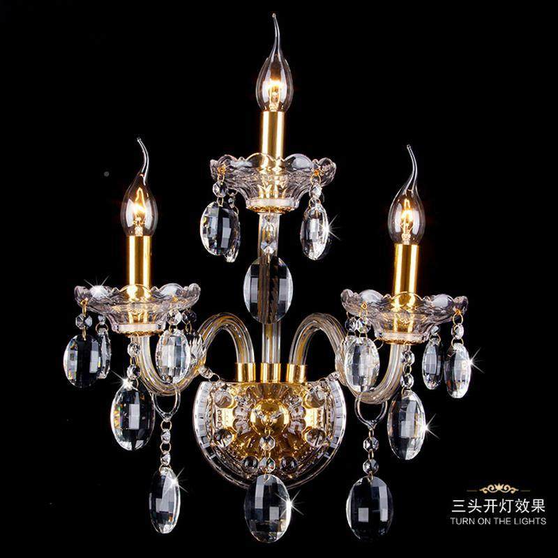 式灯卧室欧蜡烛壁灯床头双三头壁约客厅水晶过道墙BWYl简ed