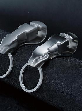 FEGVE汽车不锈钢钥匙扣男士豹子头腰挂约创意简环82585匙圈挂件钥