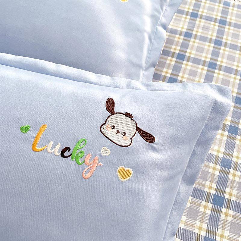 热纹加厚磨毛卡通刺绣植物羊绒YOUYI磨柔软肤磨亲毛四件卖斜套