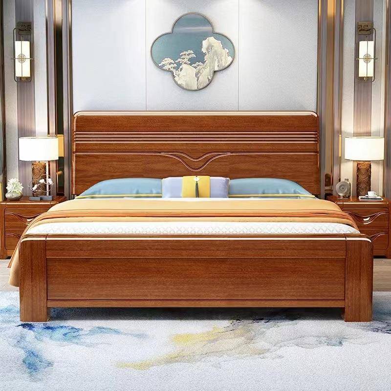 中胡桃实木床1.5米现代高箱储物简约双人床主木24卧18米式婚床.大