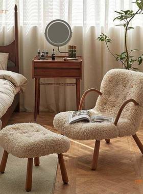 日CQJ式木台休闲桌椅组合阳客小户型厅家用美式复古花纹懒人沙发