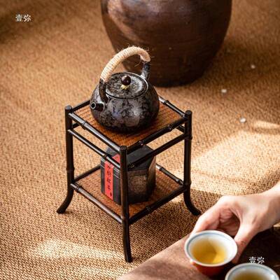 紫架竹梅鹿竹兰花架菖蒲微具茶盆景架茶台小博古架竹ICF棚茶茶置