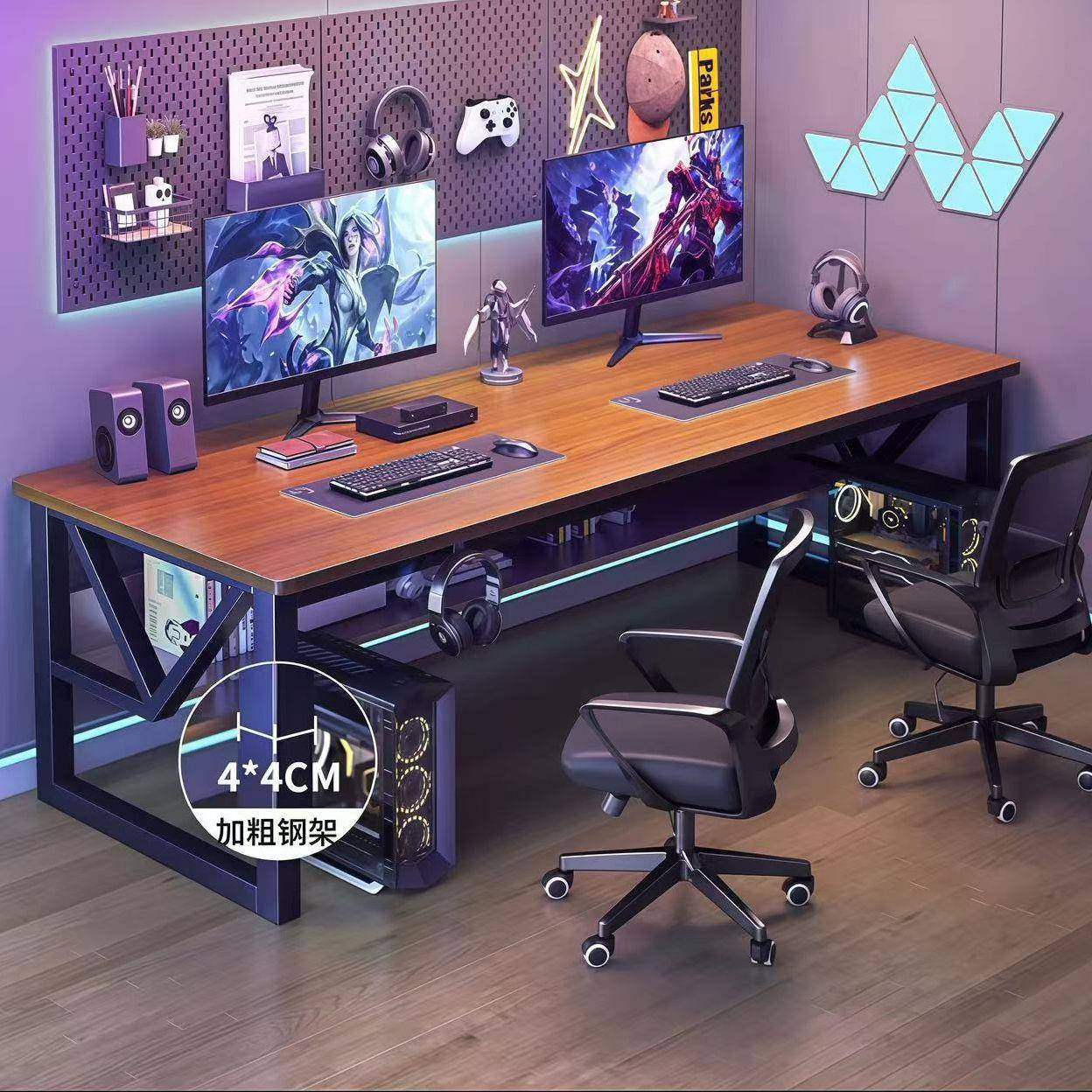 电脑公桌办椅全套台式电243竞桌室卧室学习家用简易学书生桌办公