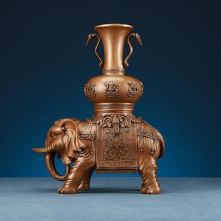 紫铜大摆件家居电饰ZGA象品象一对办室客厅玄关视柜公装 饰