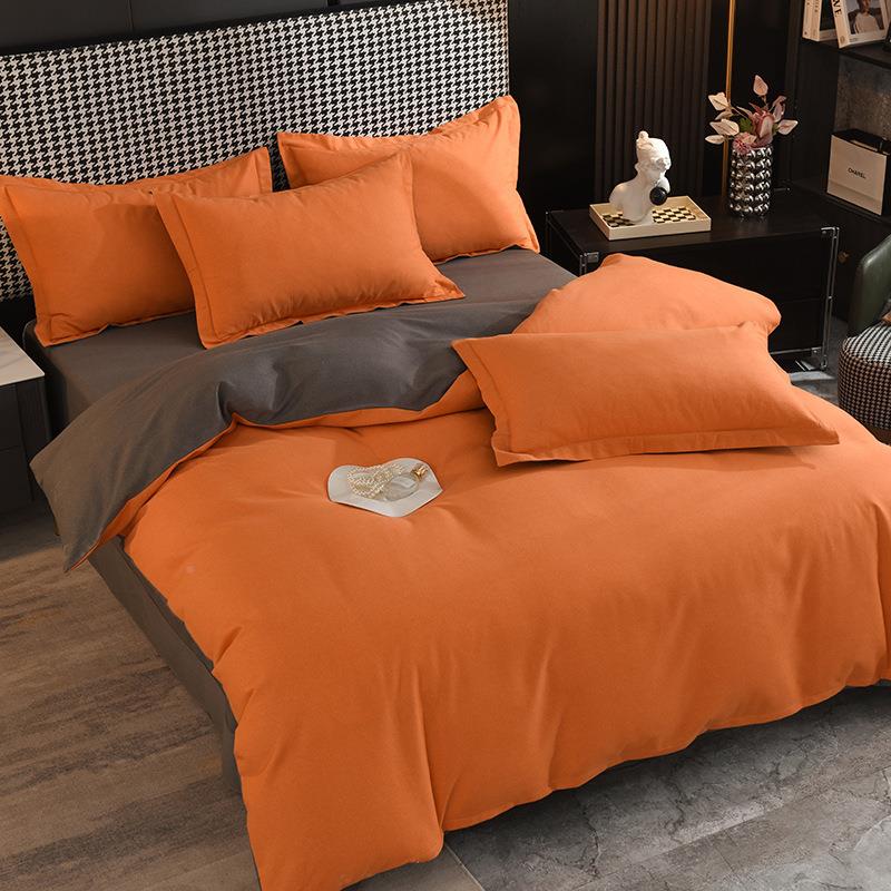 全棉加厚磨毛纯色轻被床单套四件套951单奢件秋冬被罩件床上用品