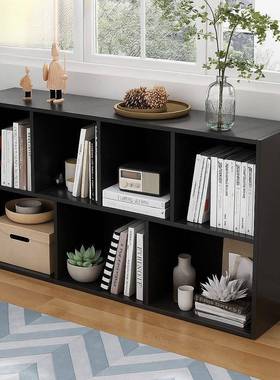 法式纳书架黑色格子柜一靠墙阳台收柜柜JRT客体厅置物柜简约组合