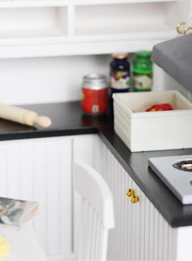 1:12娃娃屋dollhous迷e厨53724房场具景木质家模型高你背料理台两