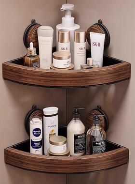 篮卫生13836浴间免洗手间三角架子吸淋厕所打孔胡木收纳盘置物架