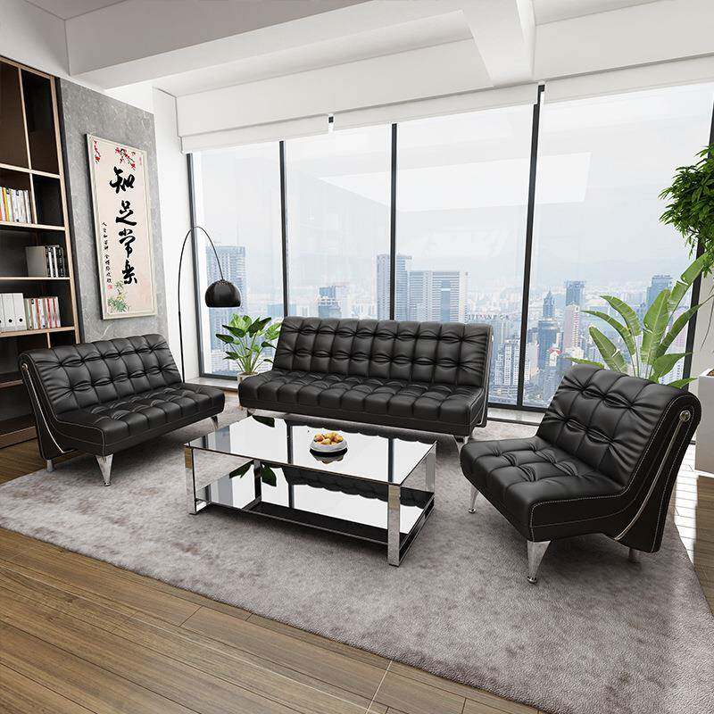 办沙发茶几组合商务皮艺公型沙发现代简小约会客出办FSE租房公室