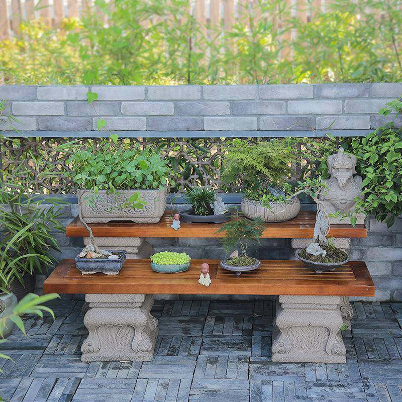 户外庭SEG花院露台台顶楼花园置中式实木花架布落地阳多肉盆架置