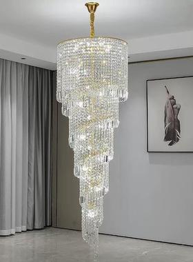新款轻奢楼复楼水晶大吊灯中山灯饰高档别墅酒式79019店转旋梯灯