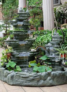 大室假山流水阳喷泉摆件别墅花园庭院户型外台鱼池装饰品办96179