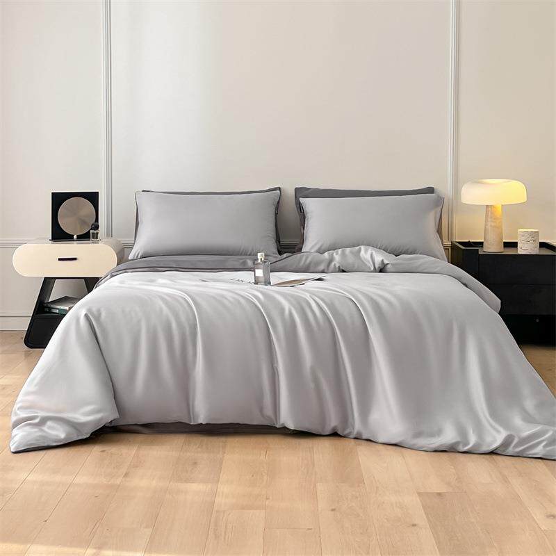 奢款双拼水洗色冰丝罩床上4四件套夏季凉感丝纯床单被学生轻床笠