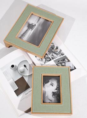 现代FVO实木皮革创框复古摆台样板间柜家居厅电视卧室装意饰画客