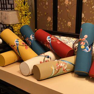 新中式沙发扶手枕长条抱枕靠垫客厅红木家具靠枕床头圆柱形护腰枕
