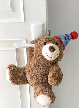 儿童房间可爱小熊玩偶卧室门把手装饰品摆件家居改造好物生日礼物