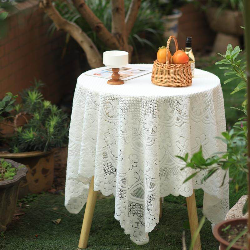 复古白色蕾丝桌布轻奢高级感床头柜茶几洗衣机冰箱沙巾发防尘盖布