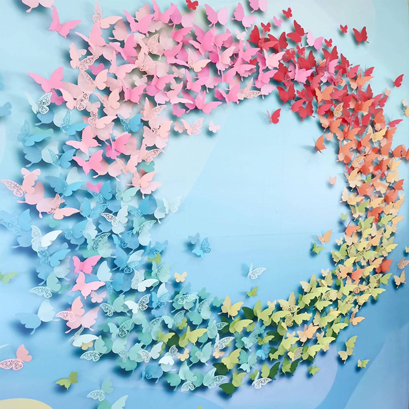 3d立体彷真蝴蝶装饰卧室ins墙贴教室文化班级布置房间镂空创意贴