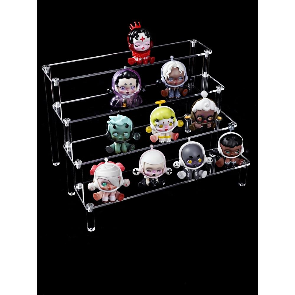 透明梯架盲盒娃娃存储架亚克力多层楼梯泡沫集市展示架粘土人架