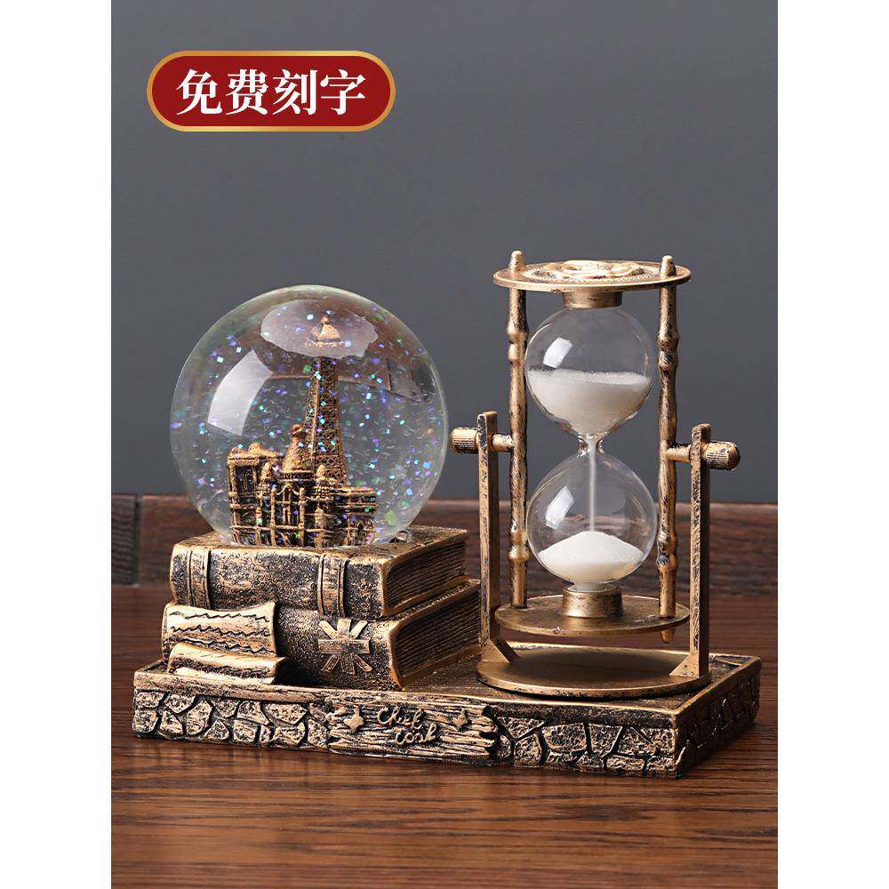 复古沙漏计时器雪花水晶球音乐盒生日礼物女生创意文艺范礼品实用