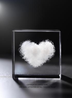 ins创意心形白云摆件云立方水晶云朵办公桌面送男女朋友生日礼物