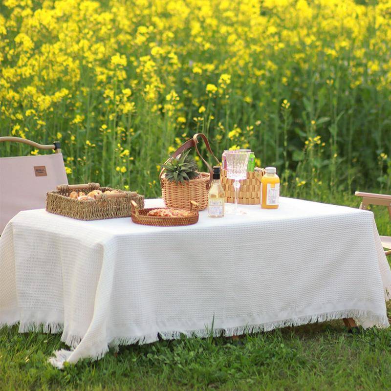 户外野营蛋卷桌布露营民族风棉麻桌垫地垫北欧复古茶几装备野餐毯