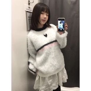 软糯慵懒风套头马海毛毛衣女2023新款秋冬小个子气质穿搭长袖上衣