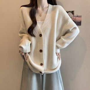 大版宽松慵懒风毛衣外套女款秋冬大码胖mm遮肚中长款针织开衫上衣